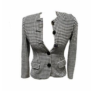 1990's Black & White Checkered Wool Crop Clueless Blazer